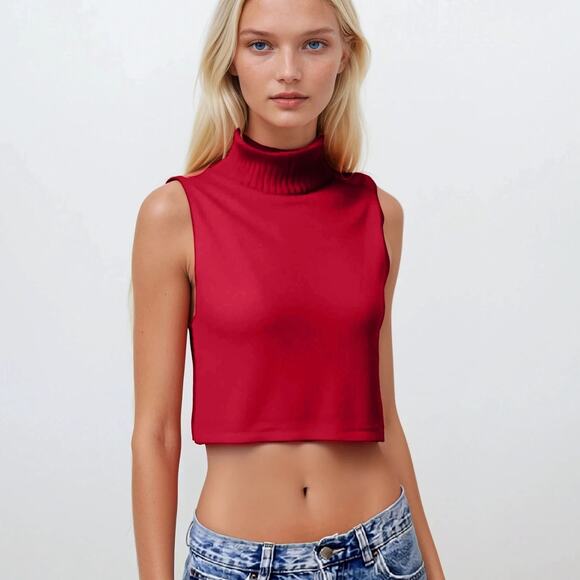 80s CHRISTIAN DIOR Vintage Red Acrylic Dickie Neck Cowl - Picture 1 of 9